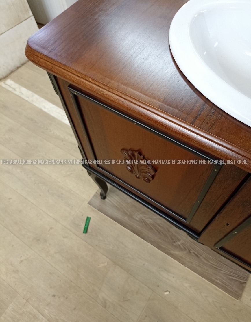 Реставрация тумбы с монтажем умывальника