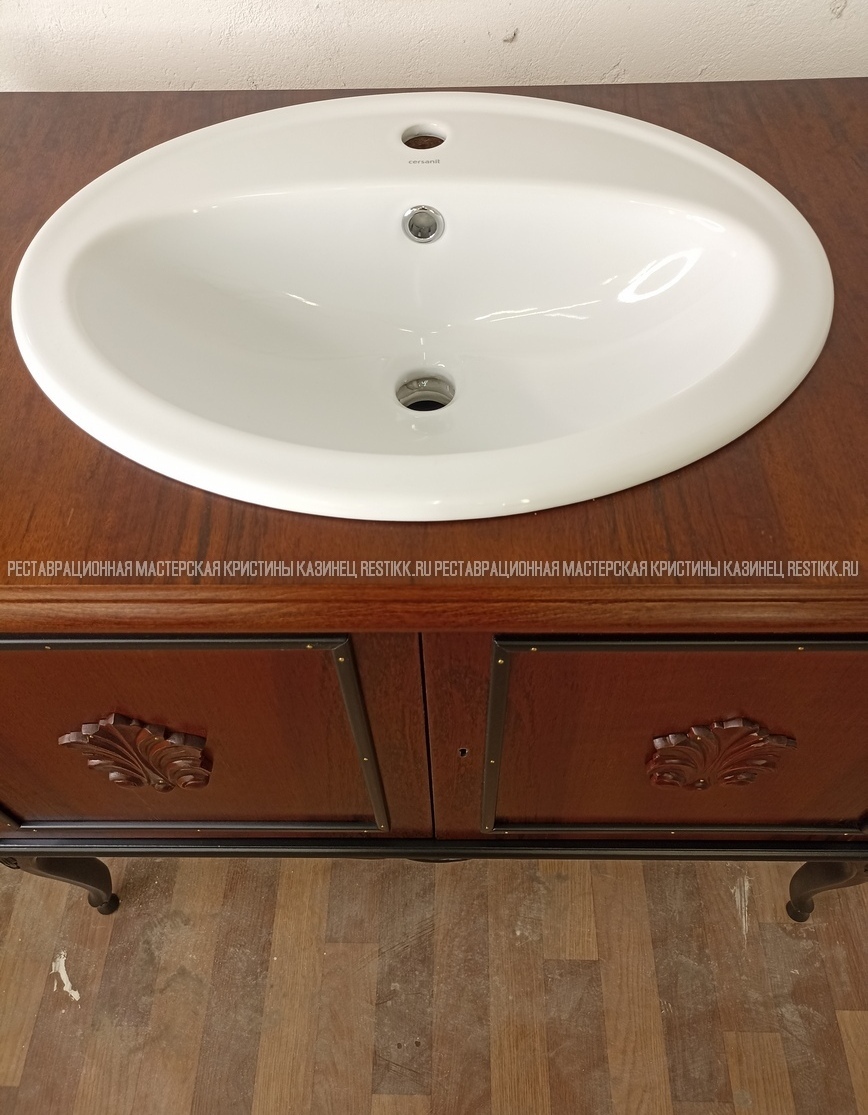Реставрация тумбы с монтажем умывальника